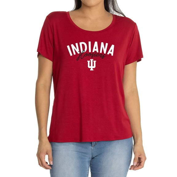 Women's Crimson Indiana Hoosiers Scarlet Scoop Neck T-Shirt