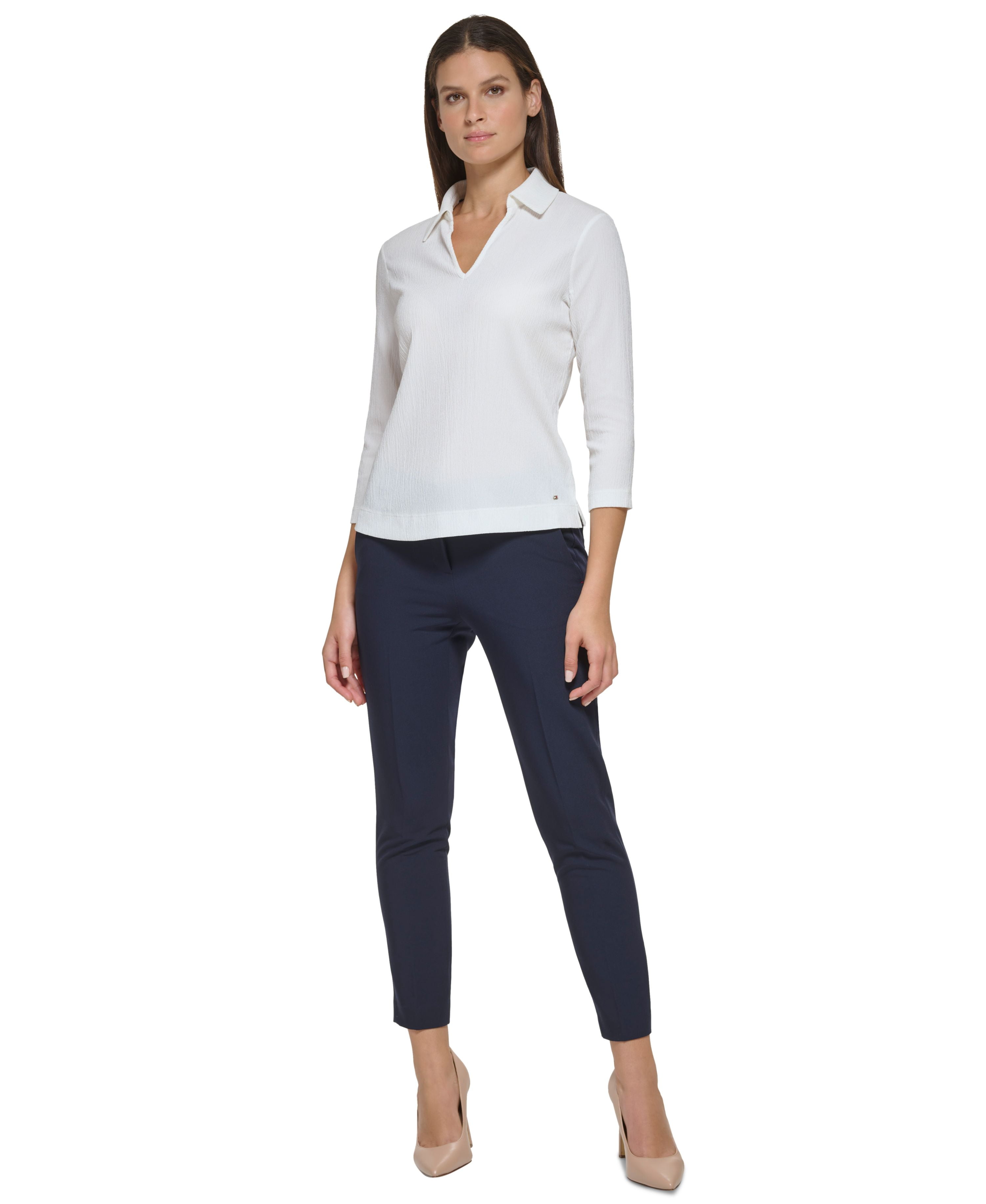 Next Level Women's Rib Collar 3/4 Sleeve T-Shirt – Soft Laundered Jersey Tee