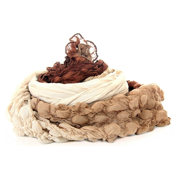 Women's Crinkled Triple Tone Polyester Scarf Brown/Beige Scarf Wrap 27 x 70 inches
