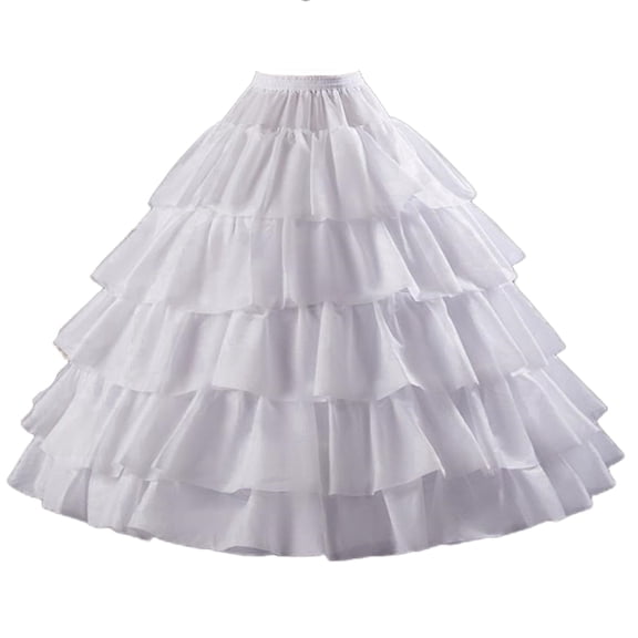 CYYPLAS Women's Crinoline Petticoat 4 Hoop Skirt 5 Ruffles Layers Ball Gown Half Slips Underskirt for Wedding Bridal Dress White