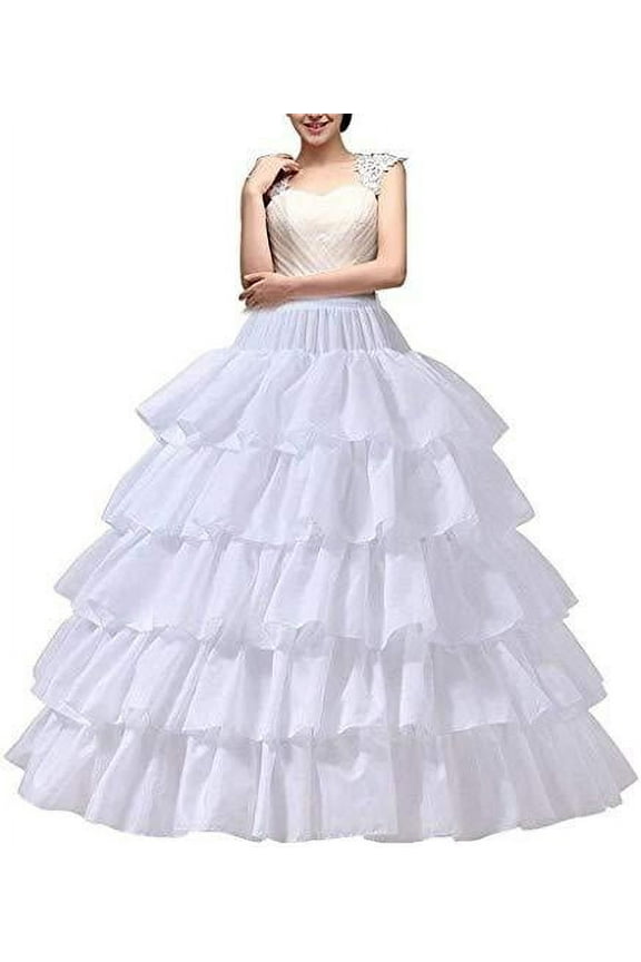 Women's Crinoline Petticoat 4 Hoop Skirt 5 Ruffles Layers Ball Gown Half Slips Underskirt for Wedding Bridal Dress
