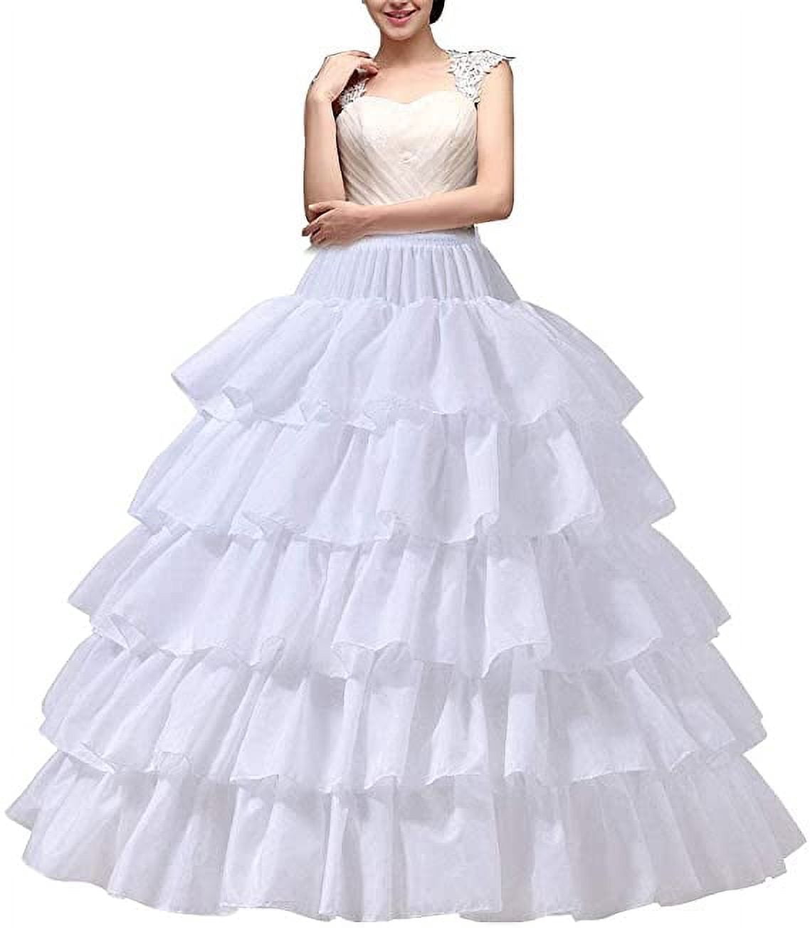 Women's Crinoline Petticoat 4 Hoop Skirt 5 Ruffles Layers Ball Gown Half Slips Underskirt for