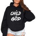 thumbnail image 1 of Women's Crisp White Graphic Child Of God Breathable Hoodie Comfortable Casual Hooded long-sleeved Black S-2XL, 1 of 7