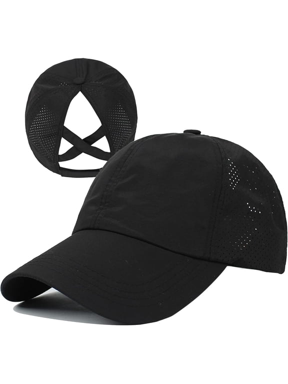 Women's Criss Cross Ponytail Baseball Cap Adjustable High Messy Bun Ponycap, Quick Drying Hat