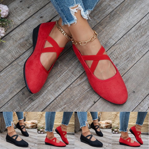Women's Criss Cross Strap Slip On Loafers, Plus Size Comfortable Faux Suede Casual Shoes for Spring Summer Wear