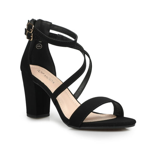 Women's Crisscross Ankle Strap Block Heel Pumps Dress Sandals