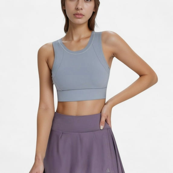 Women's Crisscross Back Sports Bra with Cutout Detail and Adjustable Hook Closure - X Large, Gray