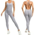 thumbnail image 1 of Women's Crisscross Backless Sports Romper Yoga Jumpsuit Activewear Elastic Waist, 1 of 8