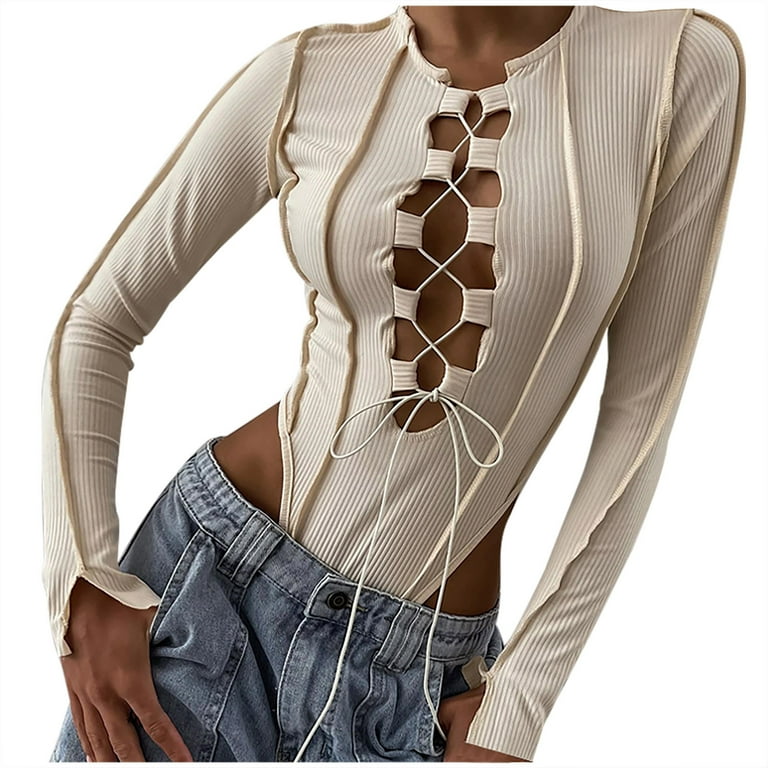 Women's solid color hollow bodysuit Women's solid color hollow bodysuit