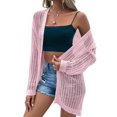thumbnail image 1 of Women's Crochet Bell Sleeve Cropped Cardigan Button Down See Through Lightweight Sweater Knitted Top, 1 of 5