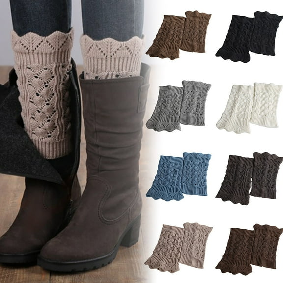 Women's Crochet Boot Cuffs Knit Lace Trim Leg Warmers Ankle Socks for Boot Style