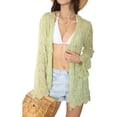 thumbnail image 1 of Women's Crochet Cardigan Casual Lightweight Long Sleeve Open Front Cardigans- Small ,Green, 1 of 6