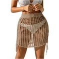 thumbnail image 1 of Women's Crochet Cutout Cover Up Short Skirt Elastic High Waist Tassel Tassel Knit Mini Beach Skirt Swimwear Cover Up, 1 of 5