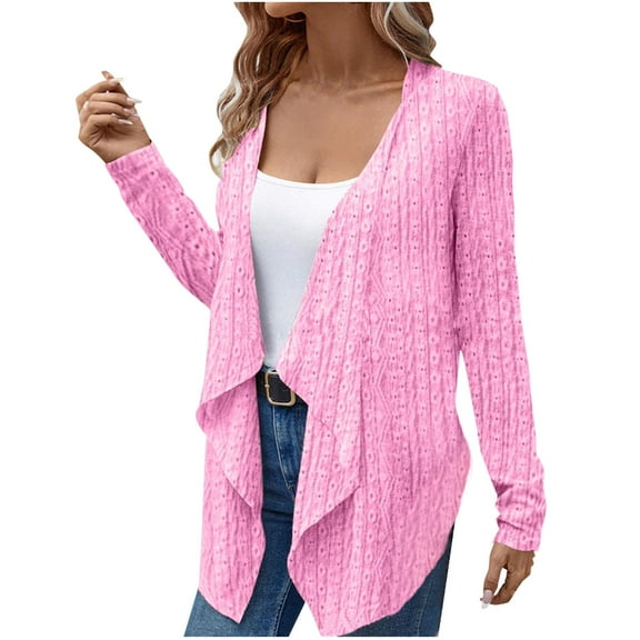Women's Crochet Draped Waterfall Cardigan Rib Knit Hollow-Out Design Irregular Hem Sexy Evening Cover-Up Boho Chic Statement