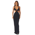 thumbnail image 1 of Women's Crochet Hollow Out Long Dress Halter Backless Bandage Mopping Dress Summer Travel Beach Sundress, 1 of 5