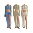 thumbnail image 1 of Women's Crochet Knit 2 Piece Skirt Sets Hollow Out Knitted Crop Top Long Beach Tie Wrap Skirt Set Beach Maxi Dresses, 1 of 5