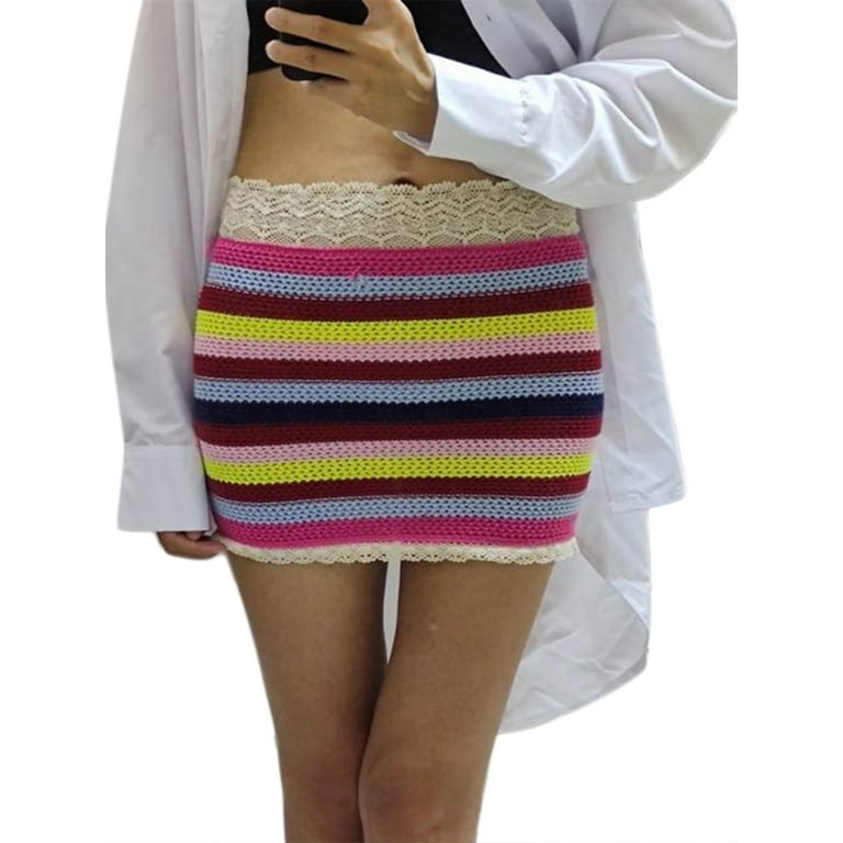 Lace Stripe Pencil Skirt