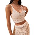thumbnail image 1 of Women's Crochet Knit Swimsuit Bathing Suits Cover up Vest Top Hollow Out Beachwear Crop Tank Tops, 1 of 5