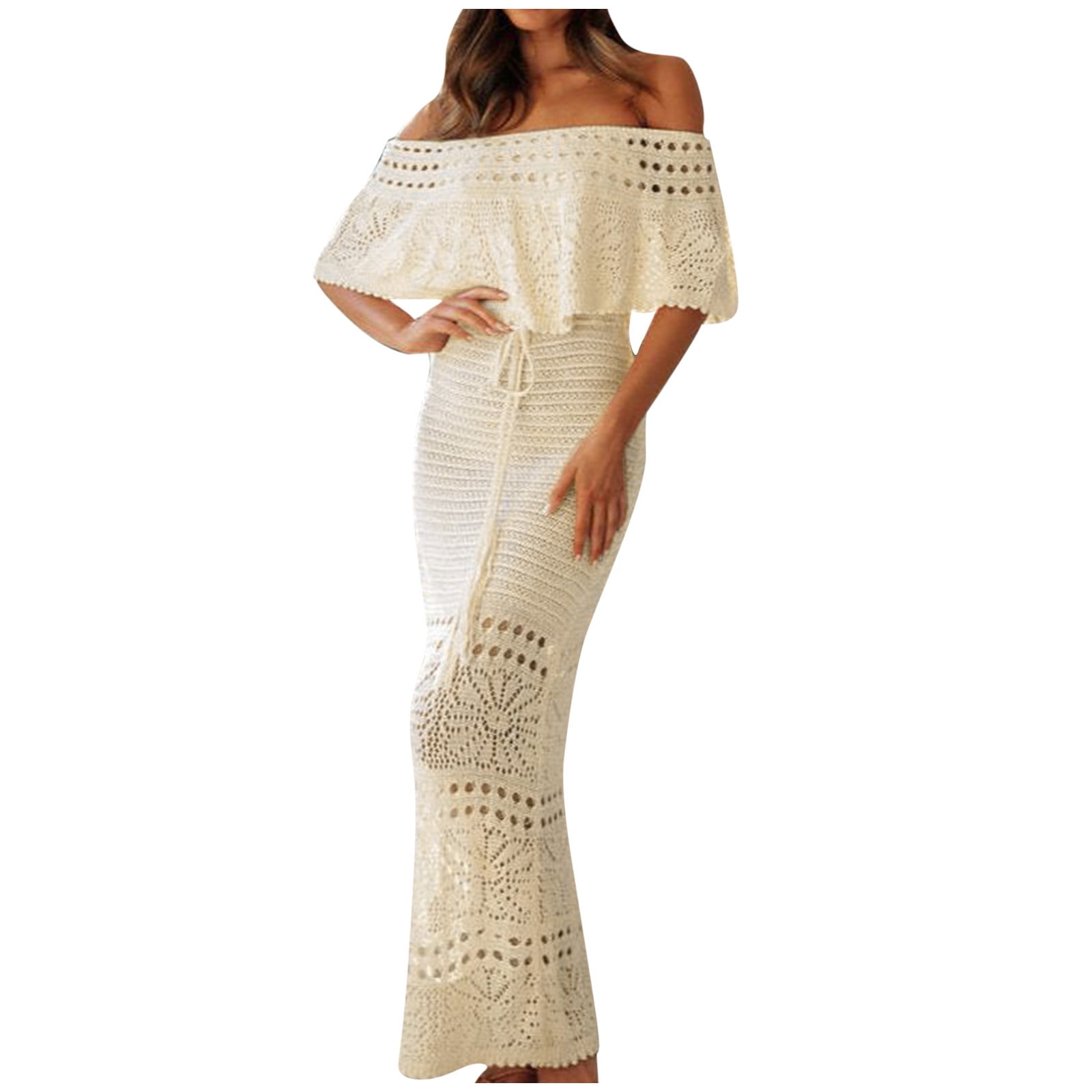 white christmas dresses Crochet Mini Dress In 9 Different Colors! Boho Off The Shoulder Lace U –  Made4Walkin main image 1