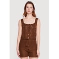 thumbnail image 1 of Women's Crochet Scalloped Hem Square Neck Button Front Vest, 1 of 4