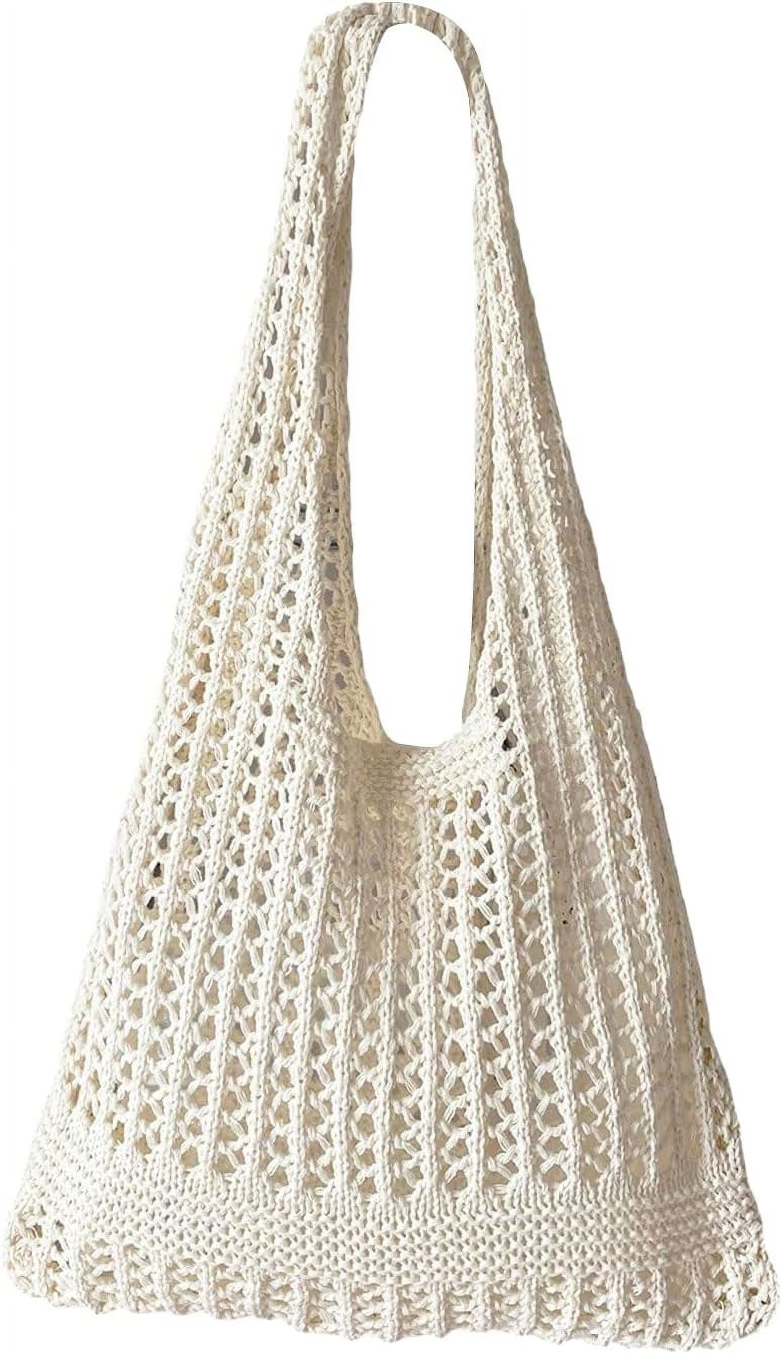 Women's Crochet Tote Bag Hollow Out Summer Shopping Bags Shoulder Handbags