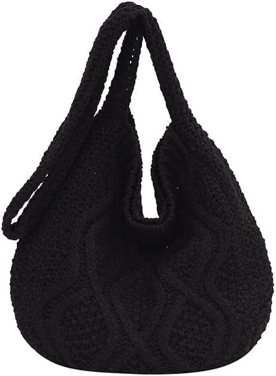 Women's Crochet Tote Bag Knitted Aesthetic Shopping Bag Cute Purses Crocheted Hobo Bag