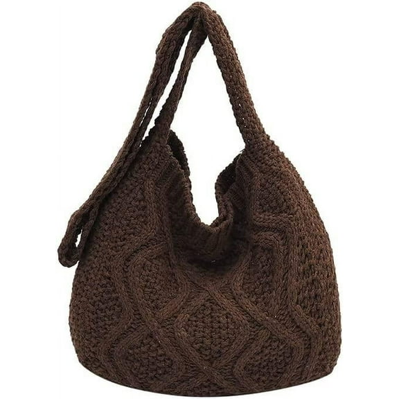 Women's Crochet Tote Bag Knitted Shoulder Crossbody Handbags Aesthetic Shopping Bag Cute Purses Crocheted Hobo Bag