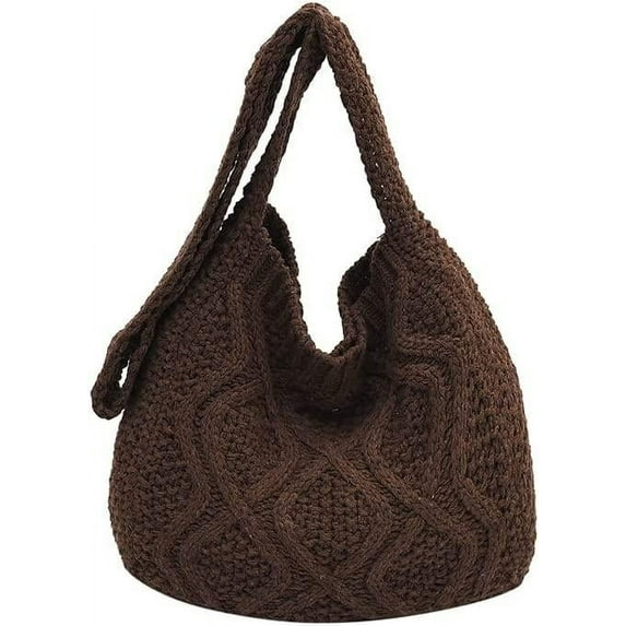 Women's Crochet Tote Bag Knitted Shoulder Crossbody Handbags Aesthetic Shopping Bag Cute Purses Crocheted Hobo Bag