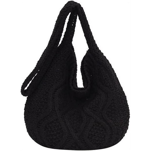 Women's Crochet Tote Bag Knitted Shoulder Crossbody Handbags Aesthetic Shopping Bag Cute Purses Crocheted Hobo Bag