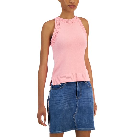 Women's Crochet Trimmed Sleeveless Tank Top English Rose L