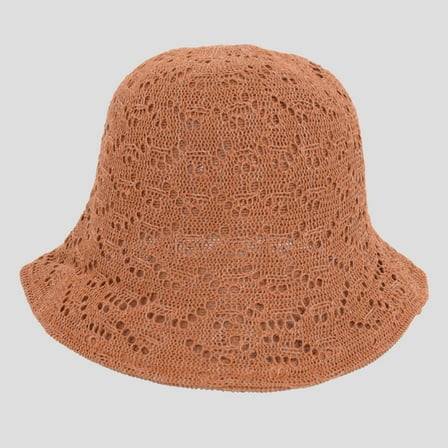 Women's Crocheted Bucket Hat Foldable Breathable Sun Protection, Red