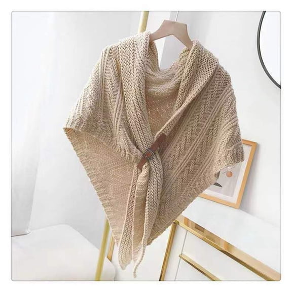 Women's Crocheted Shawl Wrap Soft Jacquard Knitted Cardigan Poncho Sweater Coat Warm Scarf Shawl Cape Solid Color 2025