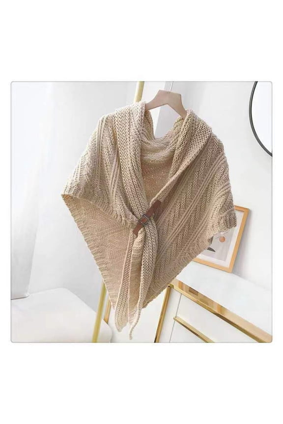 Women's Crocheted Shawl Wrap Soft Jacquard Knitted Cardigan Poncho Sweater Coat Warm Scarf Shawl Cape Solid Color 2025