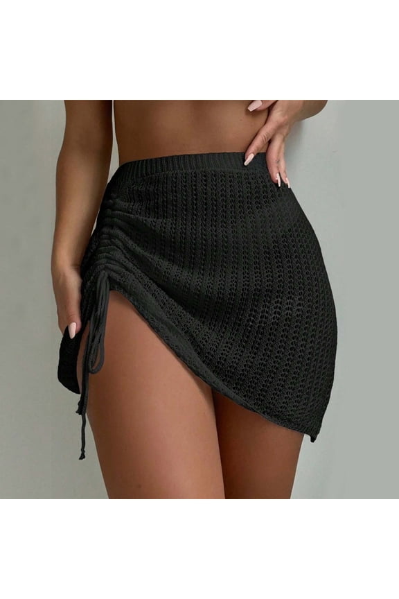 Women's Crocheted Smock Skirt Holiday Style Skirt Hollowed Out Pull String Sexy See Through Beach Skirt Girls Leather Skirt Mobile Home Skirting Bathing Suit Skirt Bottoms for Women Skirt Hanger