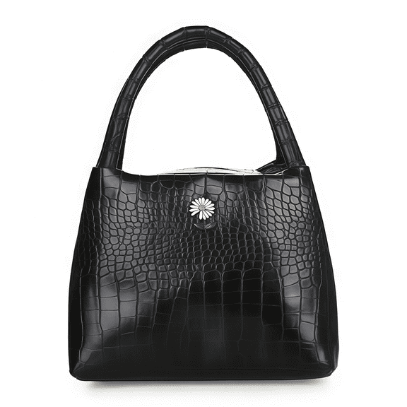 Women's Crocodile Pattern Handbag, Totes Bags for Women, with Zipper, Fashionable Tote Bag, Lightweight, Portable Top-Handle Satchel, PU Leather Tote for Daily Use(Black)