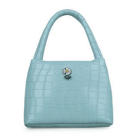 Women's Crocodile Pattern Handbag, Totes Bags for Women, with Zipper, Fashionable Tote Bag, Lightweight, Portable Top-Handle Satchel, PU Leather Tote for Daily Use(Light Blue)