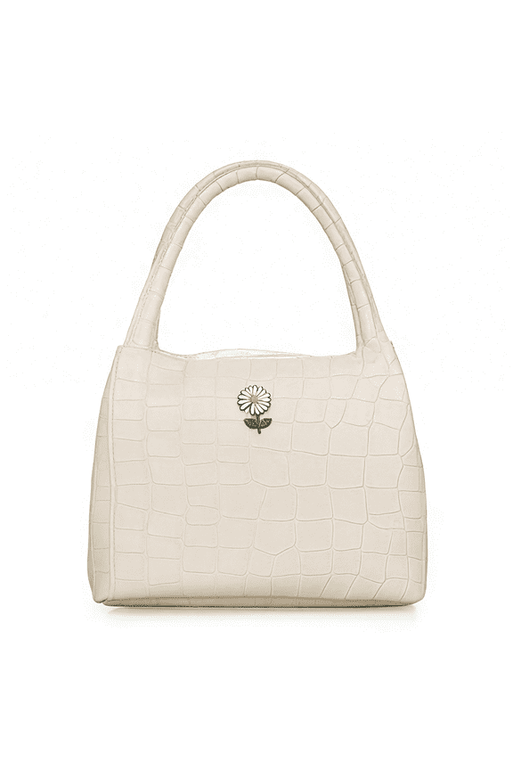 Women's Crocodile Pattern Handbag, Totes Bags for Women, with Zipper, Fashionable Tote Bag, Lightweight, Portable Top-Handle Satchel, PU Leather Tote for Daily Use(Milky White)