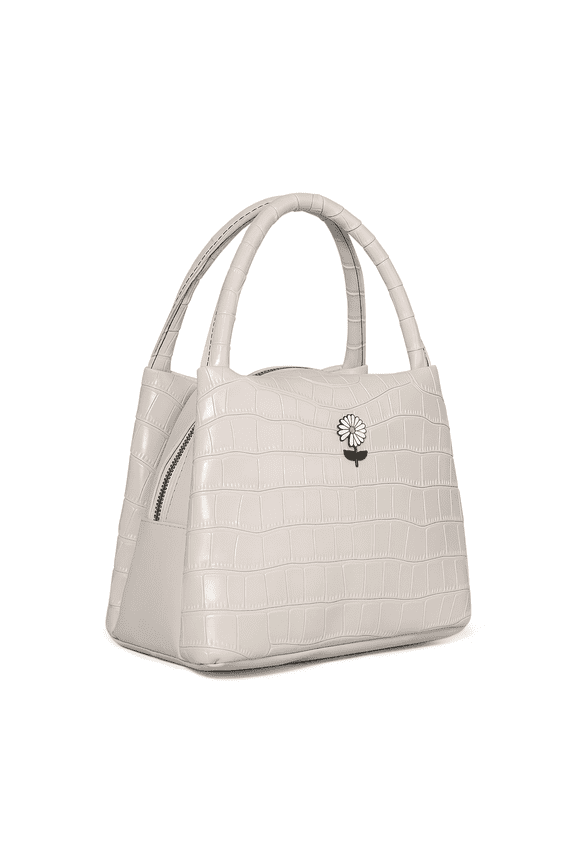 Women's Crocodile Pattern Handbag, Totes Bags for Women, with Zipper, Fashionable Tote Bag, Lightweight, Portable Top-Handle Satchel, PU Leather Tote for Daily Use(Milky White)