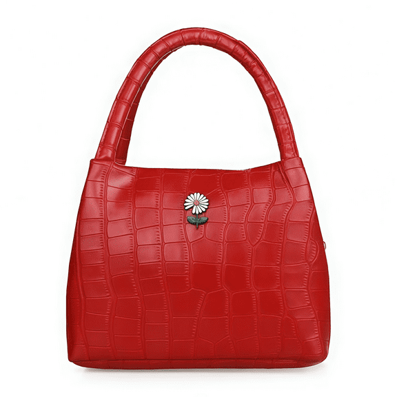 Women's Crocodile Pattern Handbag, Totes Bags for Women, with Zipper, Fashionable Tote Bag, Lightweight, Portable Top-Handle Satchel, PU Leather Tote for Daily Use(Red)