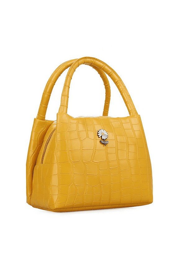 Women's Crocodile Pattern Handbag, Totes Bags for Women, with Zipper, Fashionable Tote Bag, Lightweight, Portable Top-Handle Satchel, PU Leather Tote for Daily Use(Yellow)