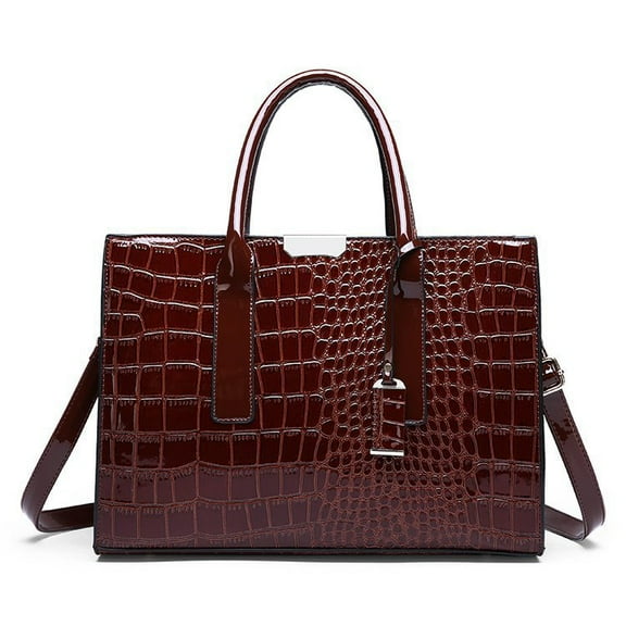 Women's Crocodile Pattern Satchel Pu Leather Shoulder Bag Fashion Zipper Totes Purse Top Handle Crossbody Bags