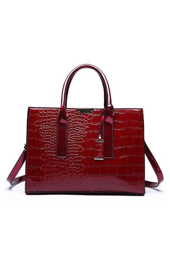 Women's Crocodile Pattern Satchel Pu Leather Shoulder Bag Fashion Zipper Totes Purse Top Handle Crossbody Bags