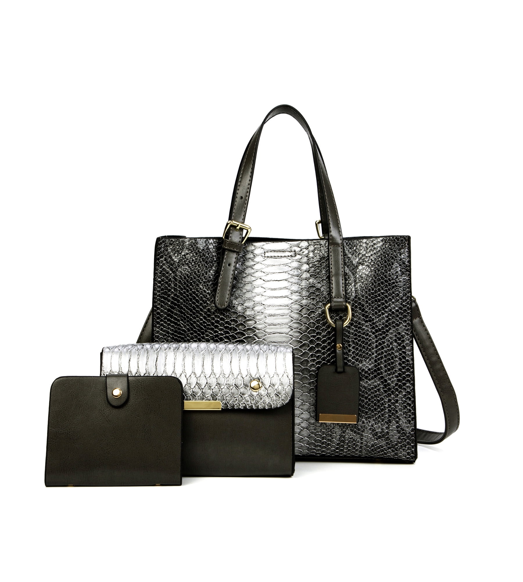 Women's Crocodile Pattern Tote Bags Stylish Handbags Satchels Purses and Wallets For Women 3 Pcs Set