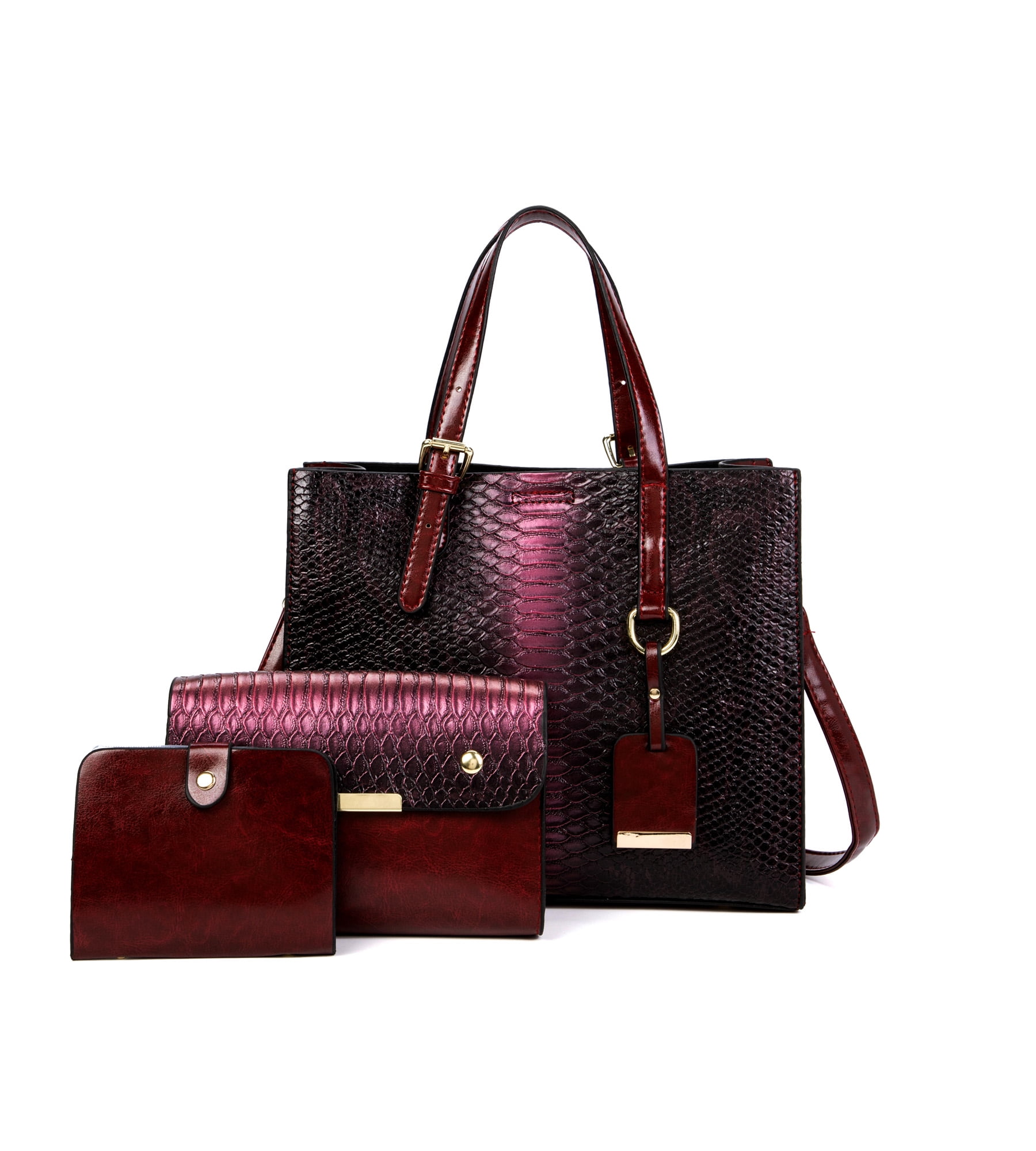Women's Crocodile Pattern Tote Bags Stylish Handbags Satchels Purses and Wallets For Women 3 Pcs Set