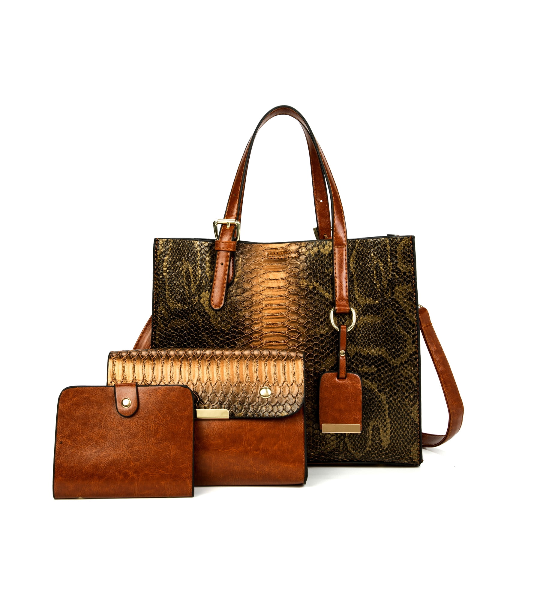 Women's Crocodile Pattern Tote Bags Stylish Handbags Satchels Purses and Wallets For Women 3 Pcs Set