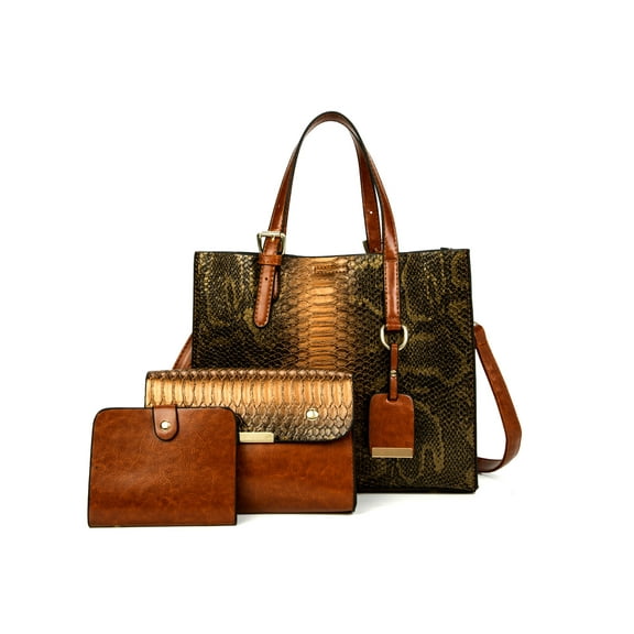 Women's Crocodile Pattern Tote Bags Stylish Handbags Satchels Purses and Wallets For Women 3 Pcs Set