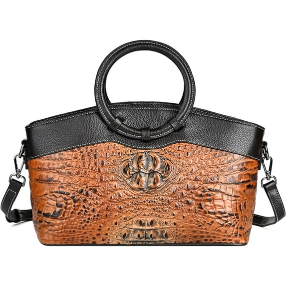 Women's Crocodile Print Hobo Tote Bags Classics Genuine Leather Handbag Purses Vintage Ladies Shoulder Bucket Bag