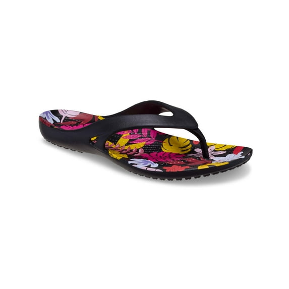 Women's Crocs Kadee II Black Floral Print Flip Flop Sandal
