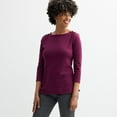 thumbnail image 1 of Women's Croft & Barrow® 3/4-Sleeve Button Shoulder Top Color: Madeira Berry Size: X LARGE, 1 of 4