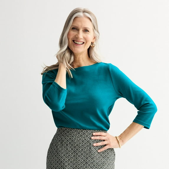 Women's Croft & Barrow® Boatneck Top Color: Blue Soot Size: XX LARGE